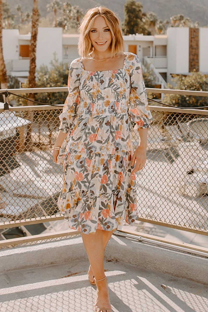Smocked-Waist Midi