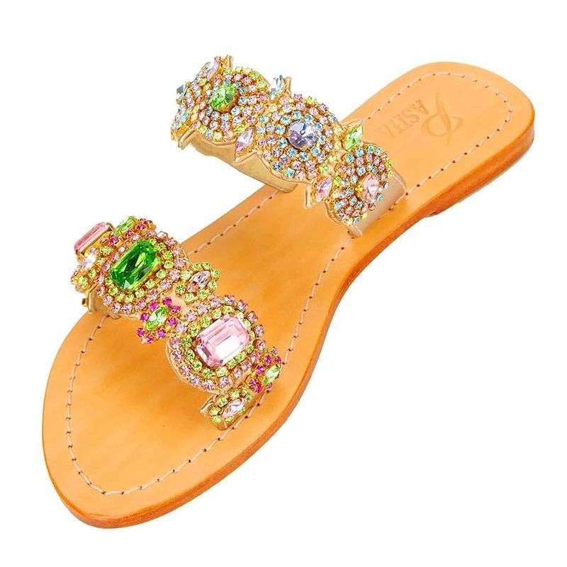 Slide Sandals with Embellishments