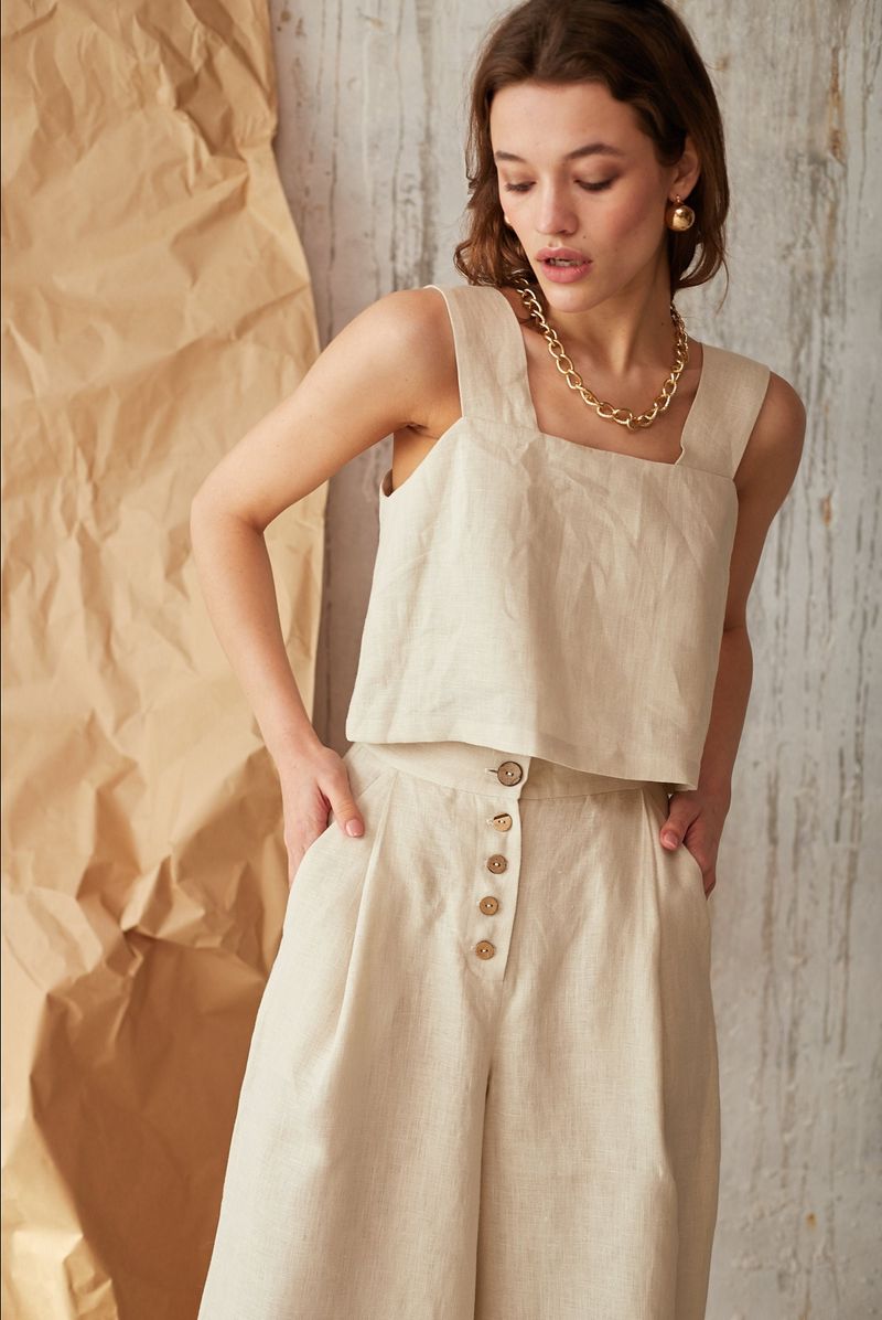 Square-Neck Linen Tank