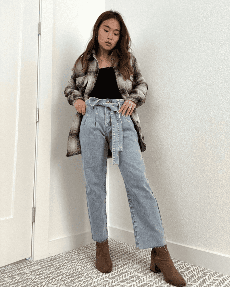 Paperbag Waist Jeans and Sleek Sock Boots