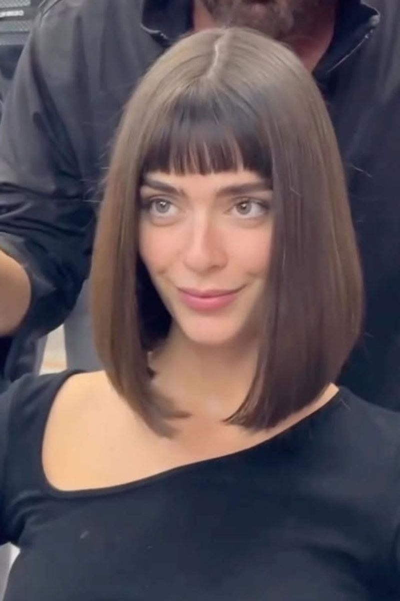 Blunt Collarbone Cut with Baby Bangs