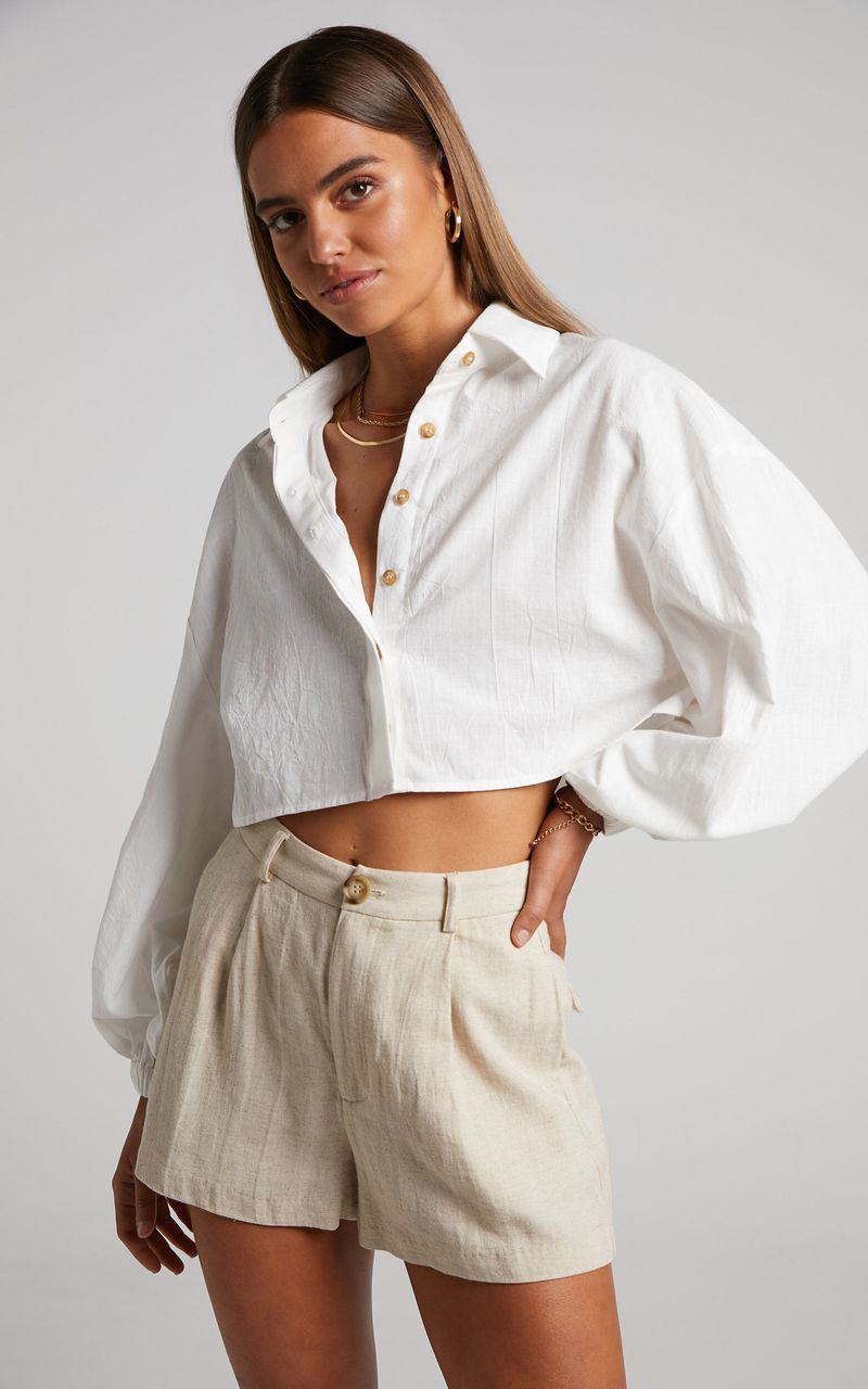 Cropped Linen Button-Up