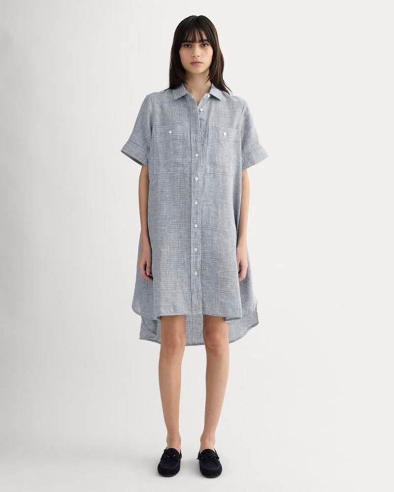 Cotton Shirt Dress with Pockets