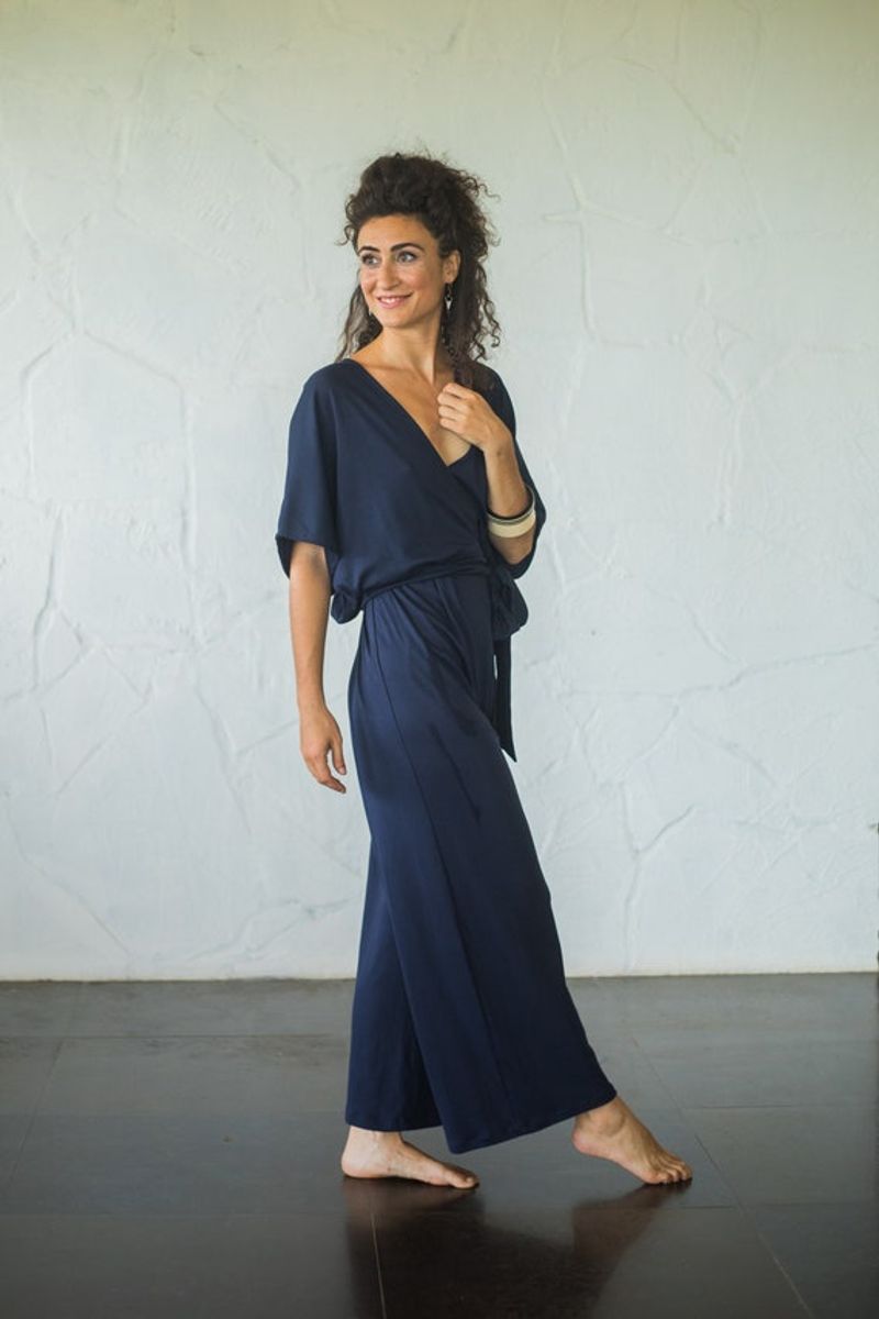 Wrap-Style Jumpsuit With Tie Waist