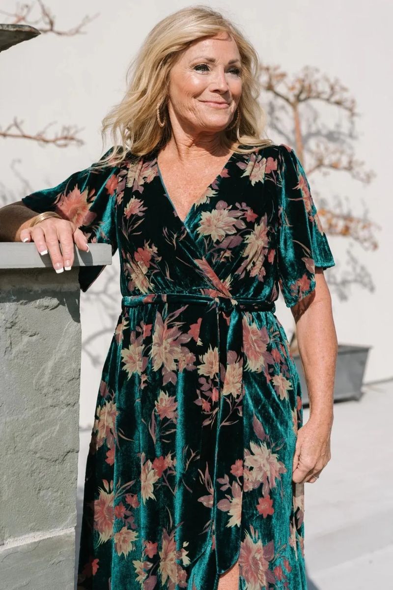 Wrap Dress with Three-Quarter Sleeves