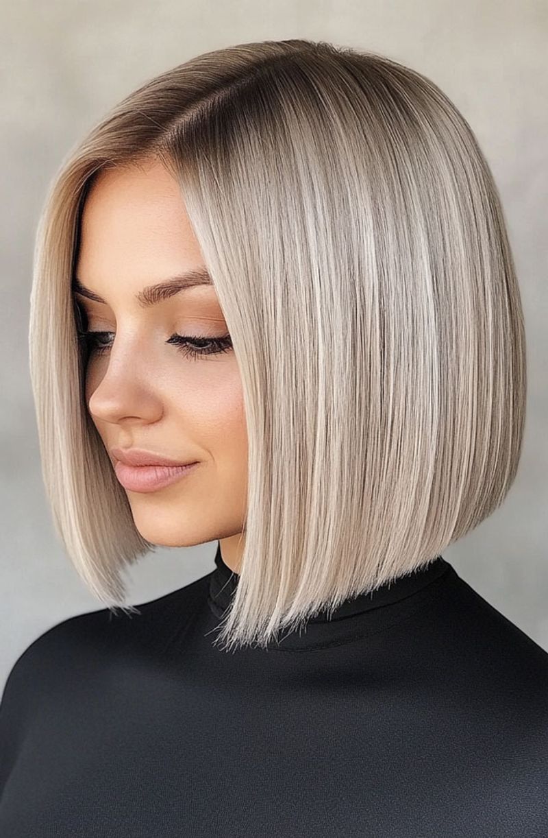 Blunt Bob with Subtle Root Lift