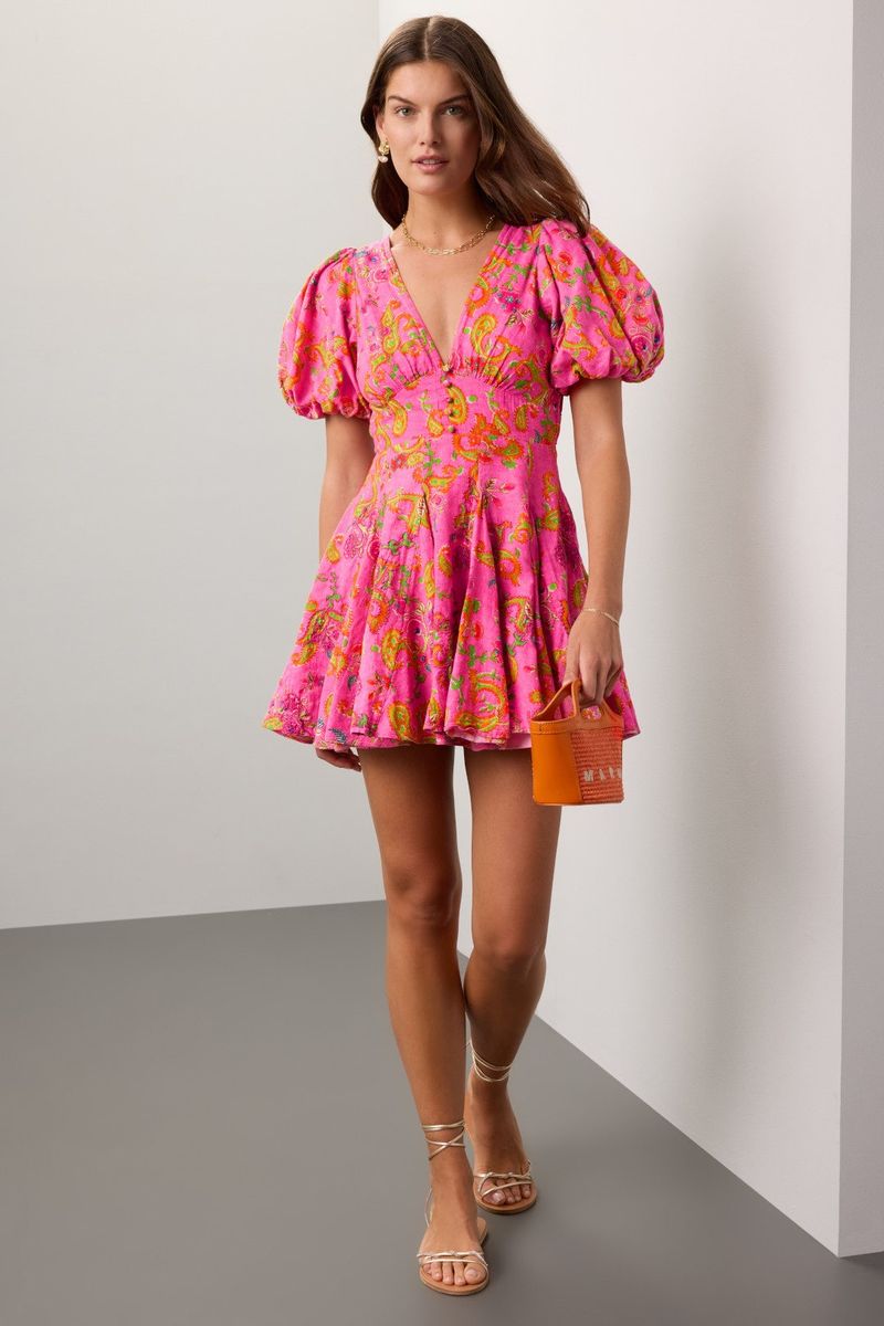 Balloon Sleeve Mini Dress