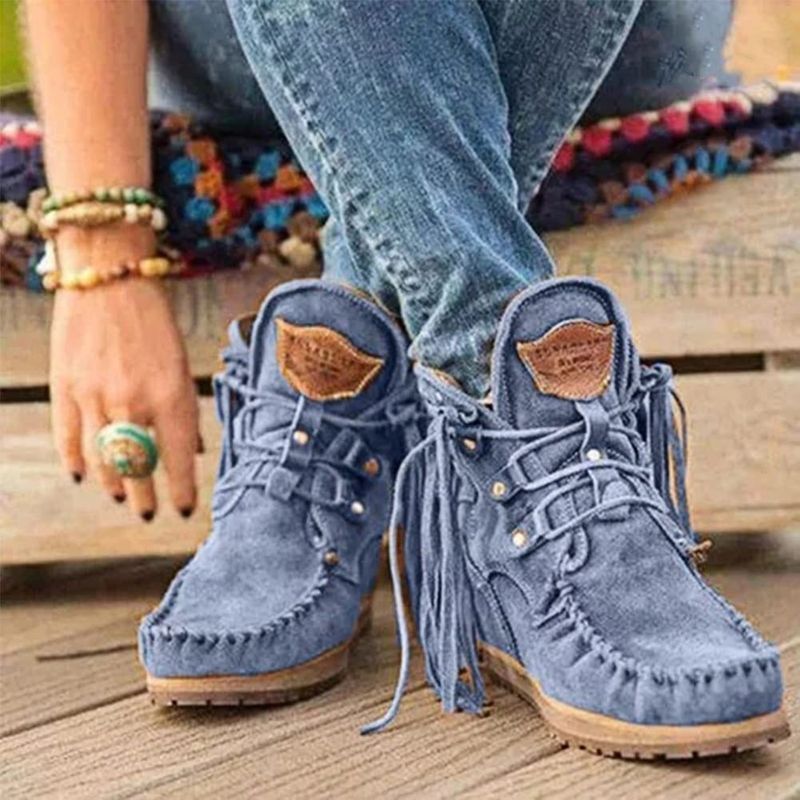 Fringe Suede Ankle Boots