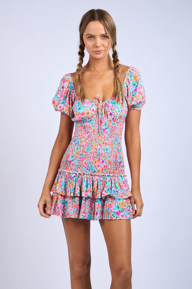 Smocked Bodice Mini Dress