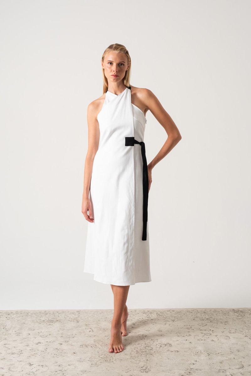 Wrap-Style White Cocktail Dress