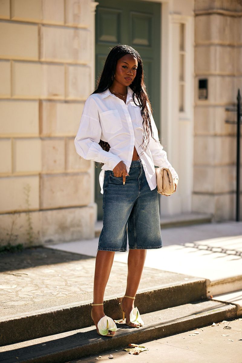 Tailored Denim Shorts