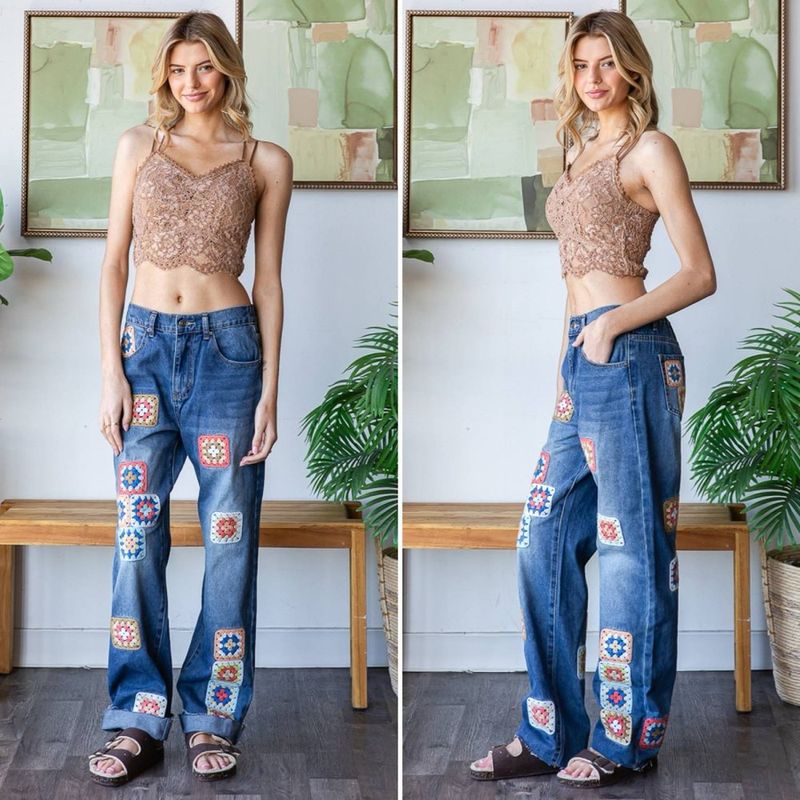Patched Jeans & Strappy Wedges