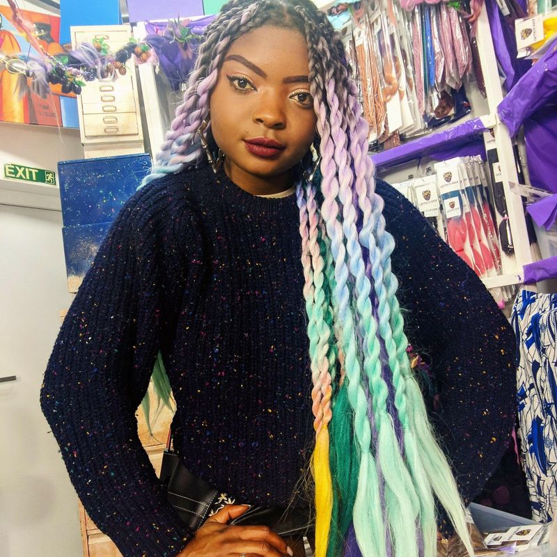 Jumbo Braids with Rainbow Pastels