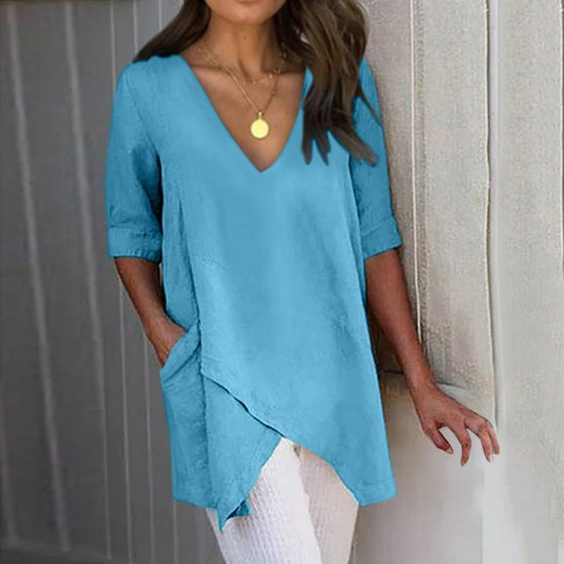 High-Low Linen Hem Top