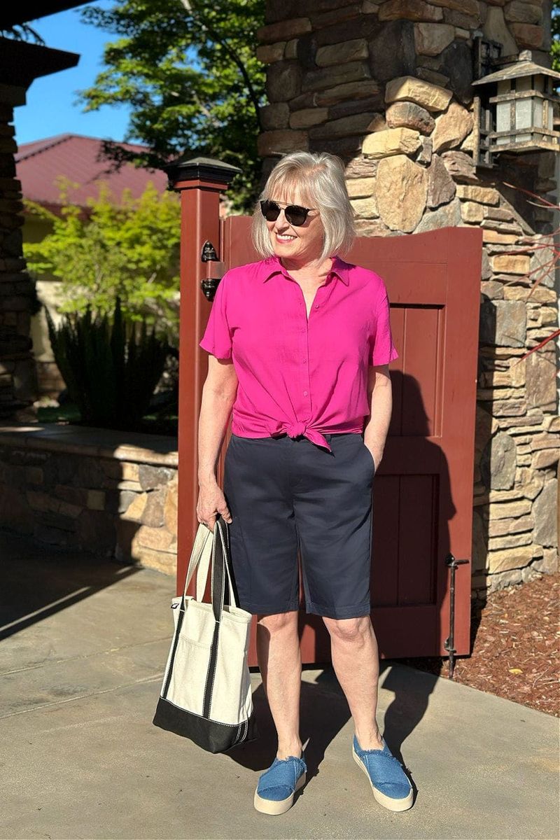 Bermuda Shorts and Button-Down with Canvas Kicks