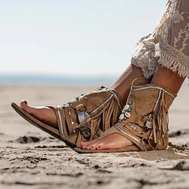 Fringe Leather Sandals