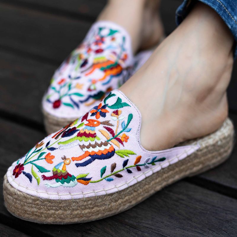 Embroidered Floral Flats