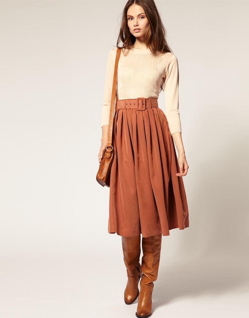 Wedge Boots with A-Line Skirt