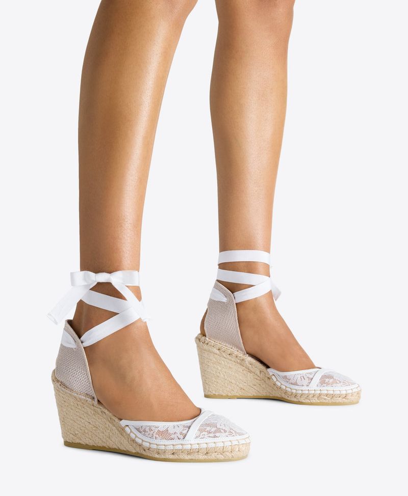 Ribbon-Laced Ankle Wedges