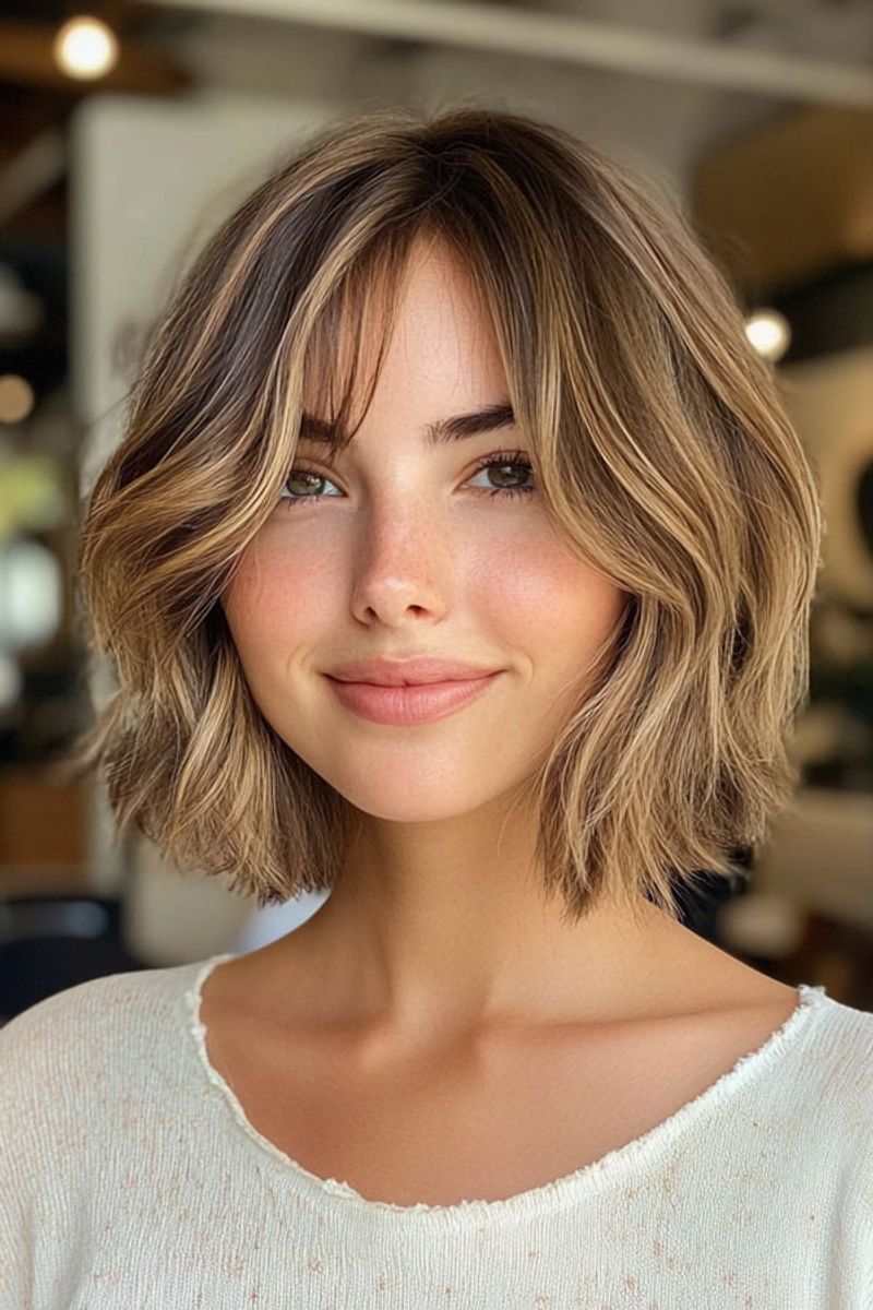 Soft Blunt Bob with Curtain Bangs