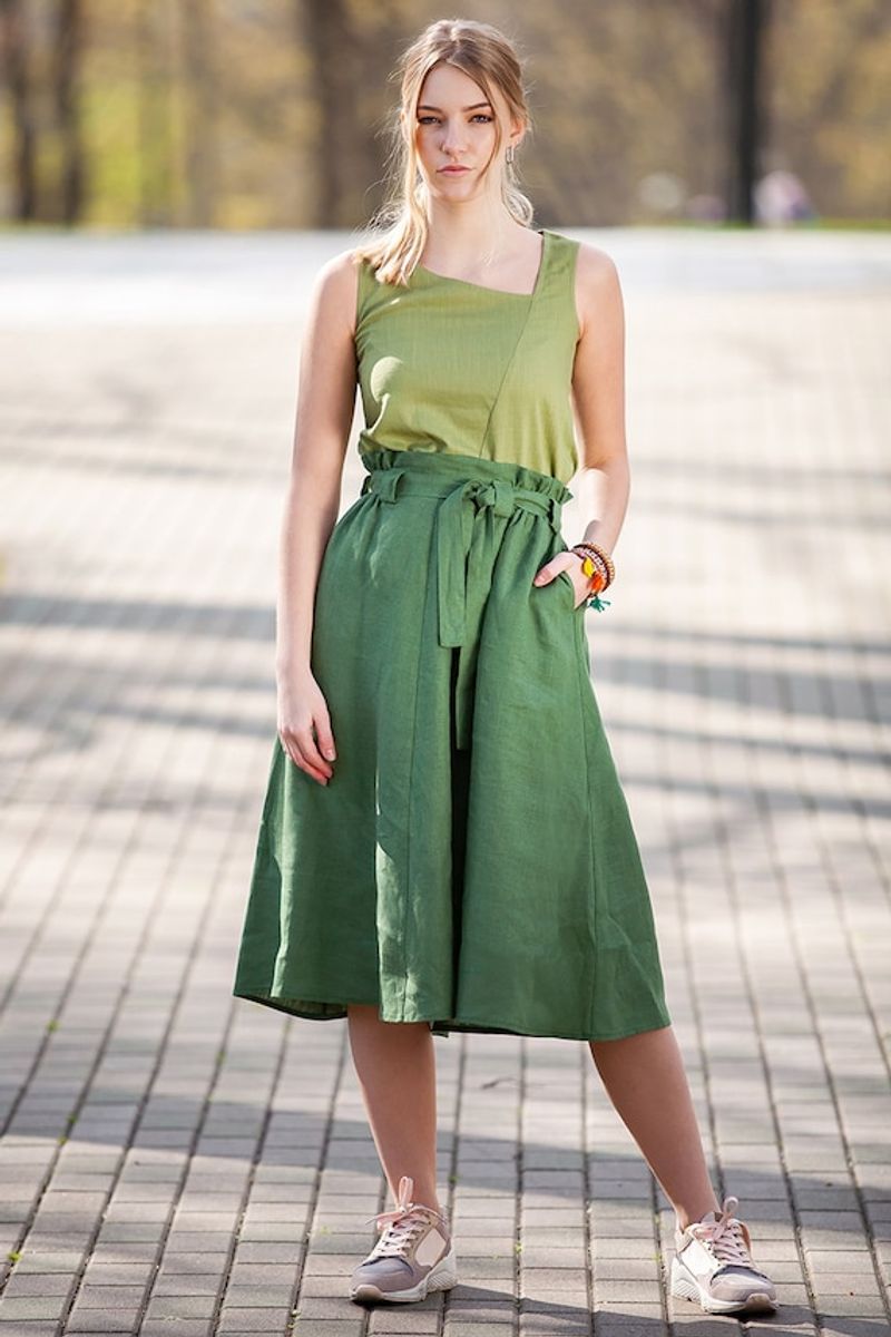 High-Waisted Linen Skirts