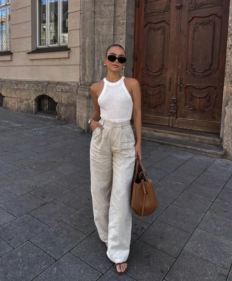 Wide-Leg Linen Pants