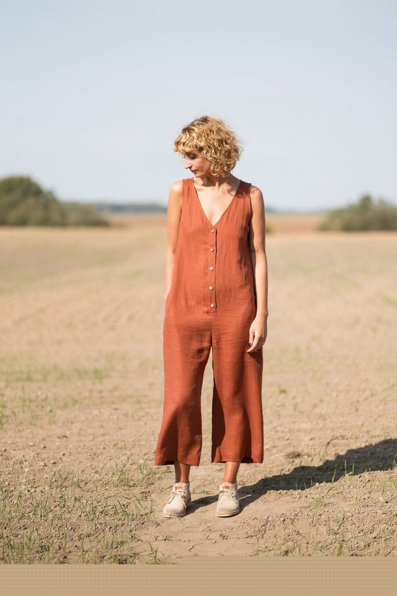 Sleeveless Cotton Jumpsuit