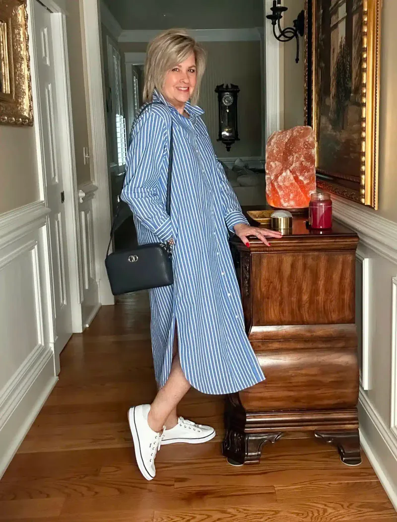 Bold Printed Dress with Minimalist Sneakers