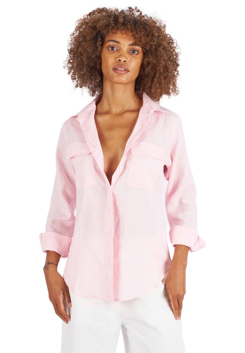 Linen Henley With Rolled Sleeves