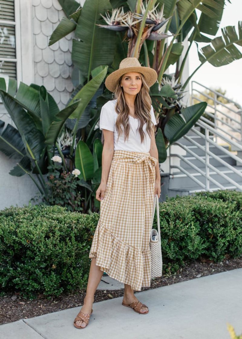 Midi Skirt with Tucked-in Tee