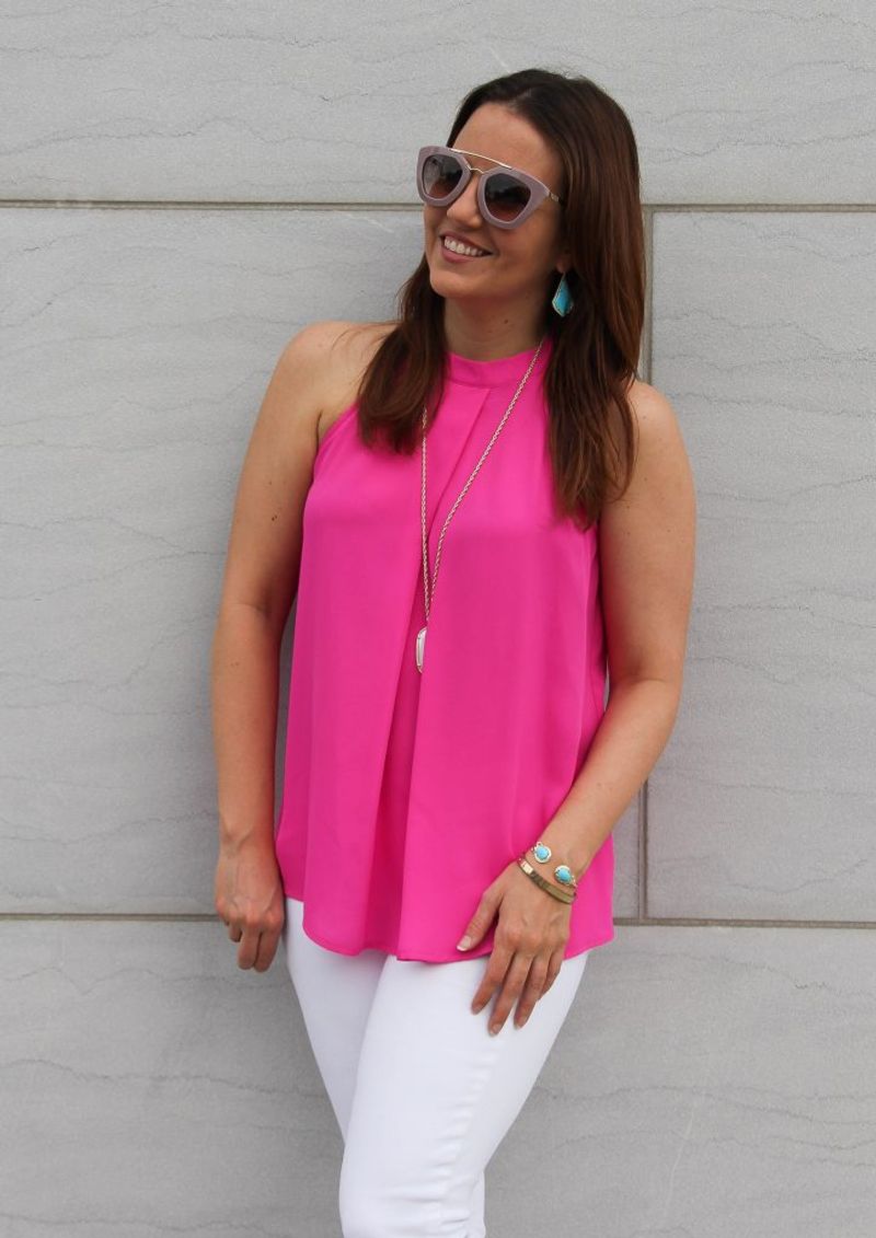 White Jeans + Colorful Tank