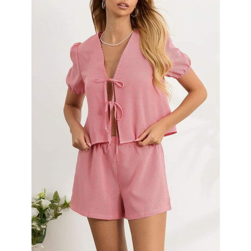 Flowy Shorts with Puff-Sleeve Top