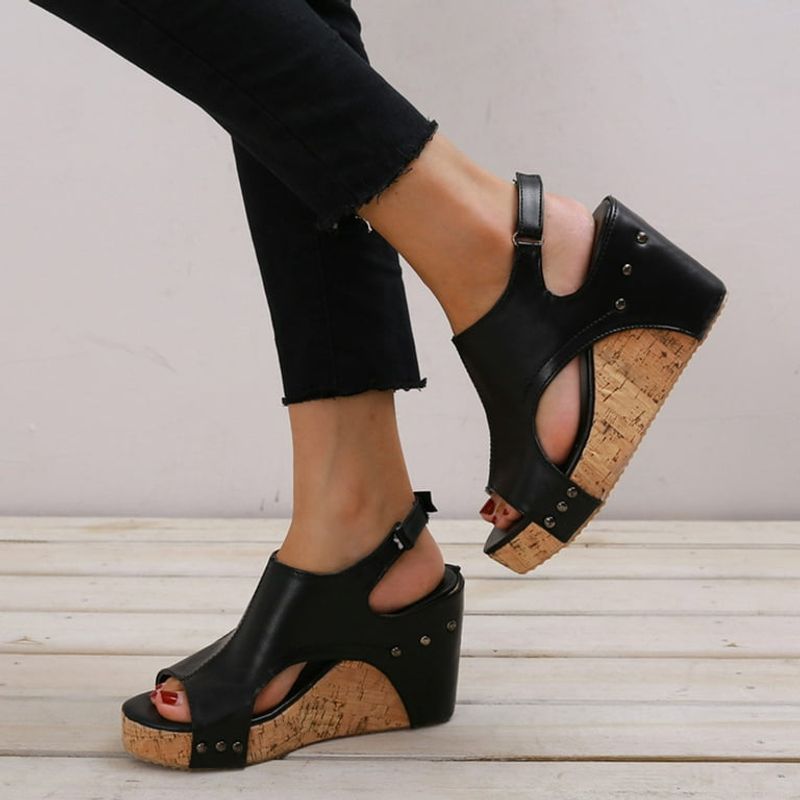 Cork Wedge Slingbacks