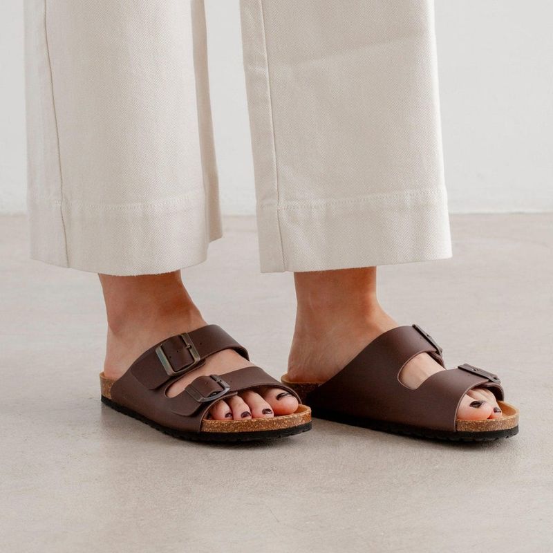 Cork-Soled Leather Slides