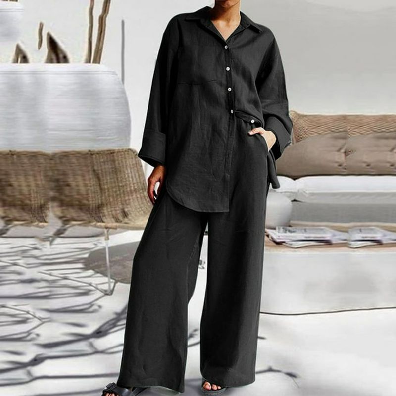 Oversized Black Linen Shirt