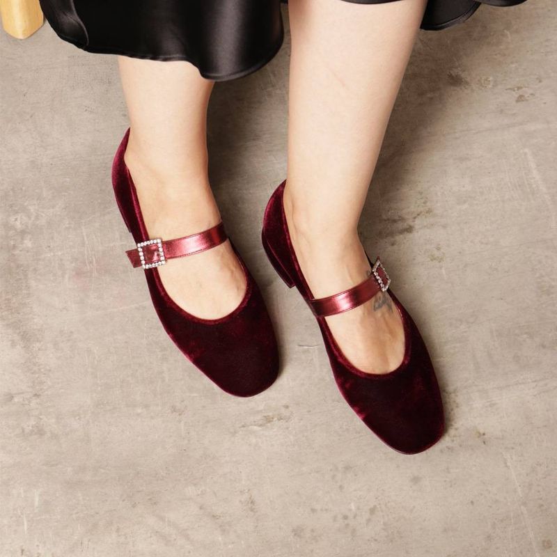 Velvet Mary Janes