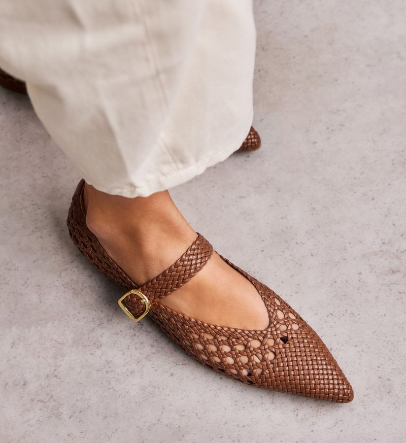 Woven Leather Flats for Transitional Seasons