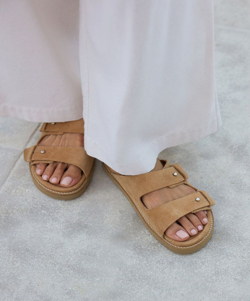 Two-Strap Suede Slides