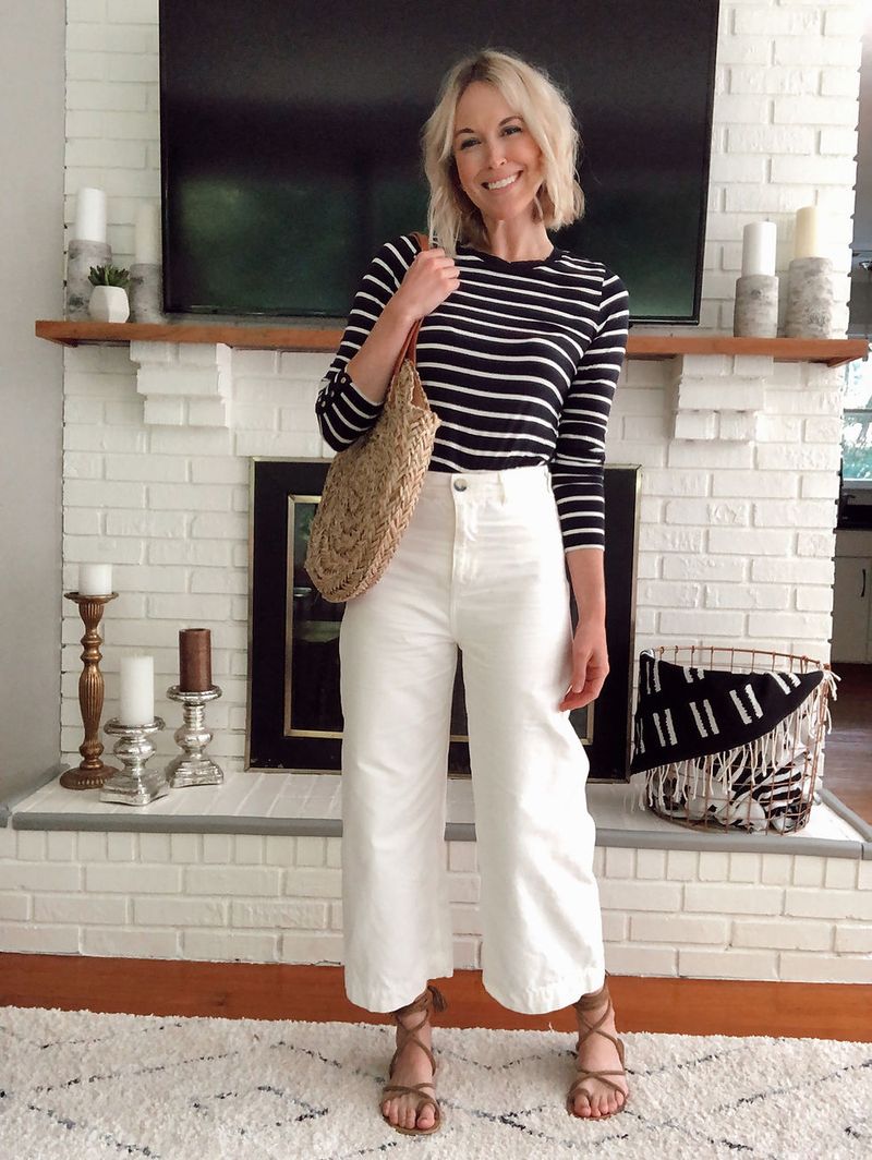 Cropped Pants + Striped Tee Combo