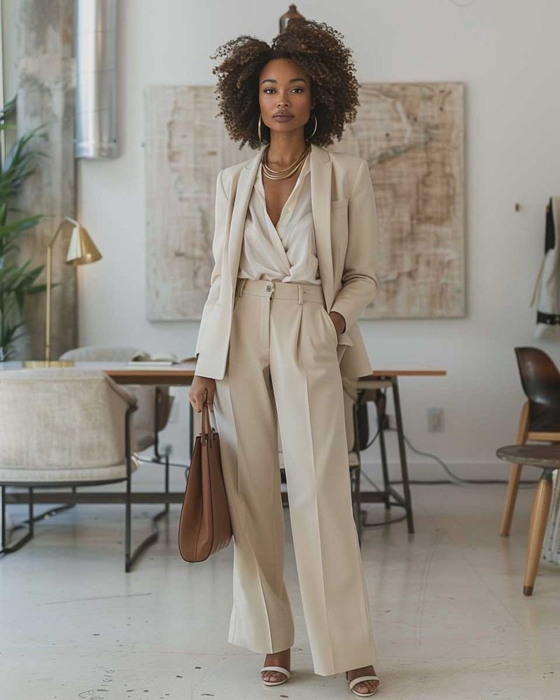 Wide-Leg Pants and Silk Blouse