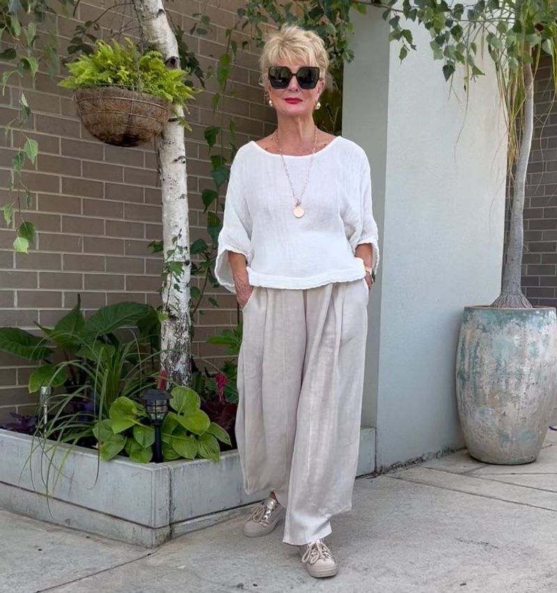 Linen Layers with Espadrille Sneakers