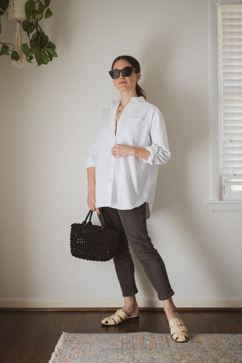 Cropped Jeans and Oversized Button-Down