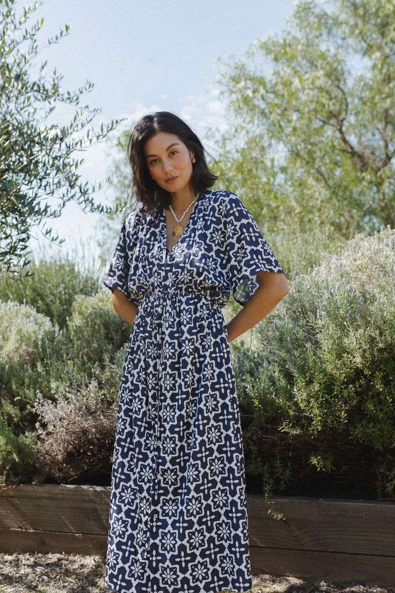 Mediterranean Tile Print Maxi