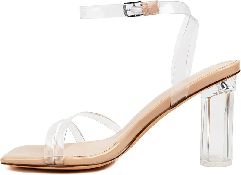 Clear Vinyl Block Heels