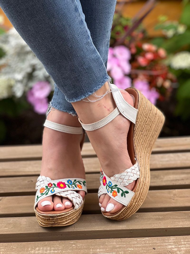 Floral Embroidered Wedges