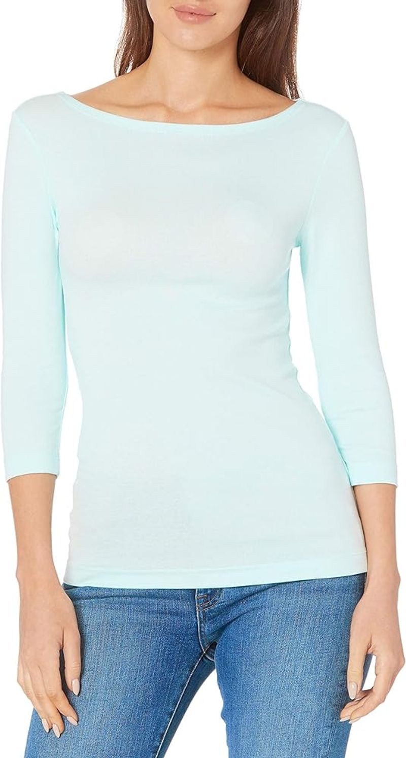 Bateau Neck Tees with Stretch