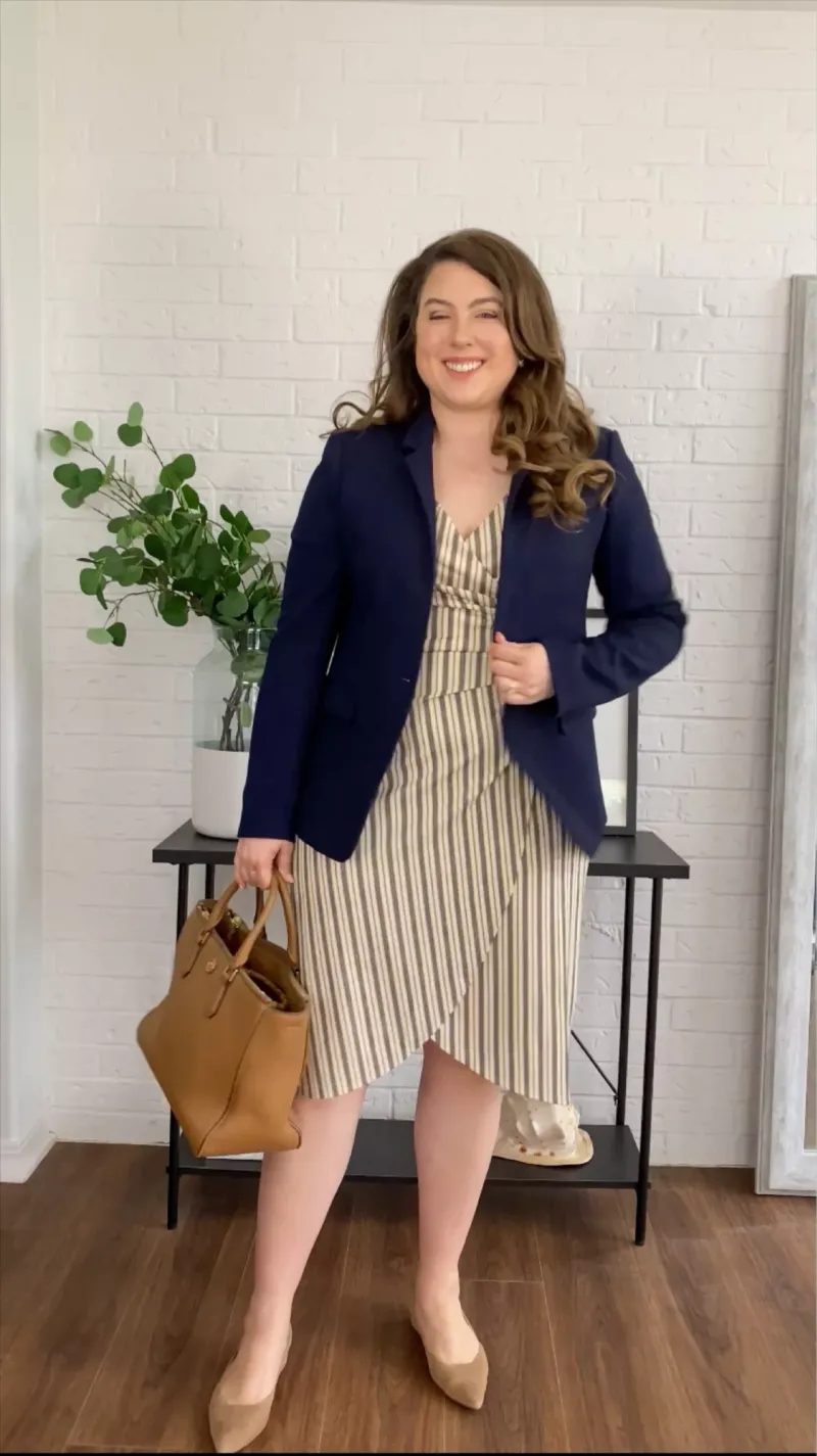 Wrap Dress with Structured Blazer