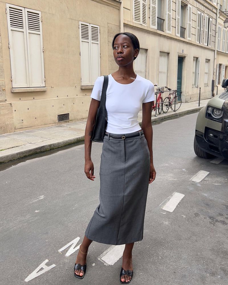 Sophisticated Grey Pencil Skirt
