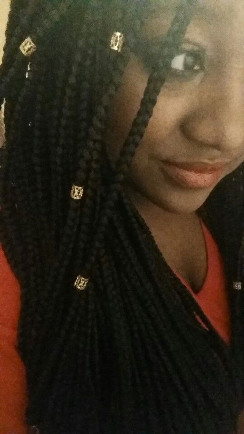 Box Braids with Gold Cuffs