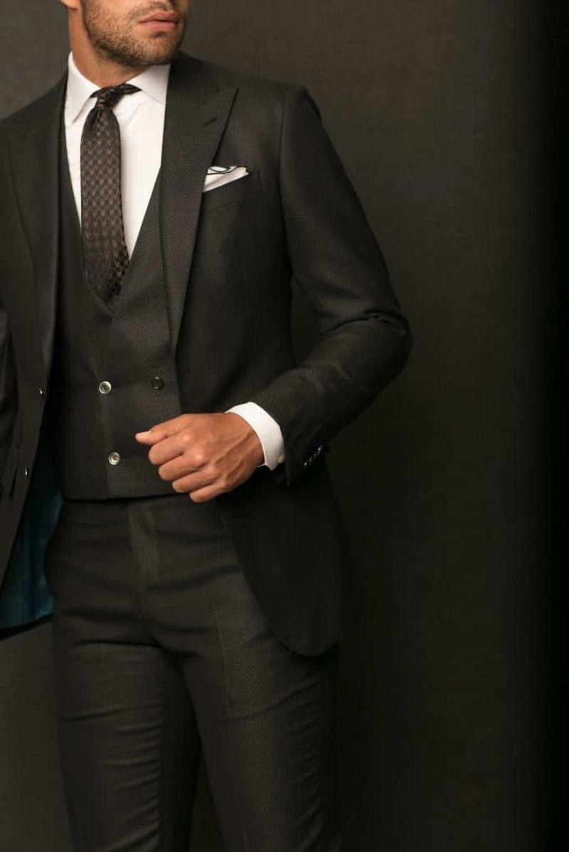 Textured Suit with Bow Tie